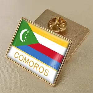 कोमोरोस का उच्च गुणवत्ता वाला ध्वज क्रिस्टल जेल ड्रॉप बैज ब्रोच ध्वज दुनिया के सभी देशों के बैज