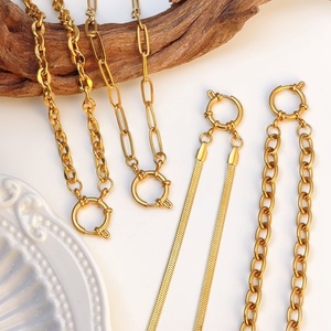 Bracelets de mode plaqués or 18 carats étanches, avec fermoir à ressort, chaîne trombone, bracelet serpent, collier cubain inaltérable - Product Image 2
