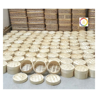 Steamer Bambu Bulat Awet 2 Tingkat dan 3 Tingkat dengan Banyak Ukuran untuk Alat Dapur Ramah Lingkungan Dim Sum Buatan Vietnam
