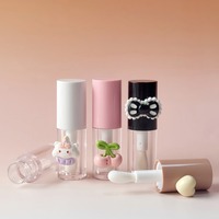 Tabung Lip Gloss Kosong Wadah Lipgloss DIY Bunga Pita Lucu Botol Minyak Bibir Bening Isi Ulang Kemasan Kosmetik