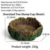 REPT028 Bol pour arbre abattu, petit et grand, populaire, pour l'alimentation et l'eau des reptiles, décoration de terrarium pour tortue, lézard, gecko