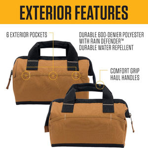 Sac de rangement pour outils à double niveau en polyester résistant à l'eau, style nouveau, poids moyen, 13 pouces, 15 poches, brun <span class=keywords><strong>Carhartt</strong></span> - Product Image 2