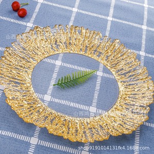 Nhà máy ở Trung Quốc tay THỔI PHA LÊ đám cưới sang trọng Bộ đồ ăn đặt nổi <span class=keywords><strong>Glass</strong></span> sạc tấm - Product Image 3