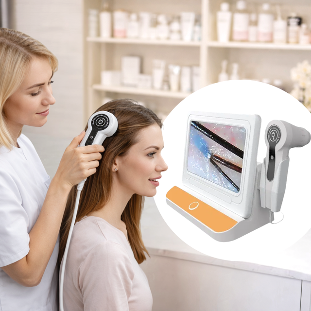 Professional Hair Scalp Analyzer Skin Analysis Machine 50X 200X Dual Lens Hair Follicle Detection Device for Beauty Salon