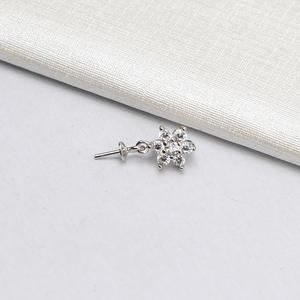 Juego de Collar y Pendientes de Plata S925 con Forma de Flor Hexagonal para Mujer, Accesorios de Bricolaje, Anillos de Salto con Base Hueca para Perlas de 7-13 mm - Product Image 2