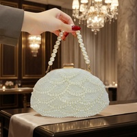 Neue Damen Perlen-Clutch Kleine Braut-Muschelförmige Abendtaschen Ketten-Schultertasche mit Perlen-Griff Party-Handtaschen