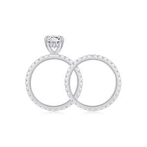 Gemma taglio ovale eccellente Moissanite anello donna <span class=keywords><strong>argento</strong></span> Sterling <span class=keywords><strong>925</strong></span> anelli sottili Muti-pietre matrimonio grande Moissanite Set anelli - Product Image 2
