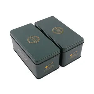 定制矩形罐黑色绿色罐子压花铰链盖香烟/礼品/糖果/薄荷包装储物容器金属锡盒