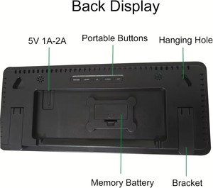 Jam Dinding <span class=keywords><strong>Digital</strong></span> Terlaris dengan Termometer Nirkabel, Menampilkan Tanggal/Minggu/Tahun, Suhu dan Kelembapan untuk Rumah dan Kantor - Product Image 5