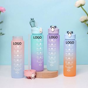 Botellas de agua motivacionales de 32 oz con pajita y marcador de tiempo para beber, Tritan sin BPA - Product Image 1