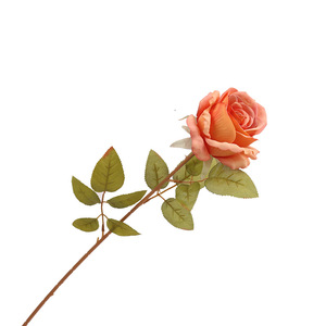 Rosa Artificial de Seda, Tallo Único, Estilo Europeo Vintage, Decoración Floral para Pasillos de Salones de Boda, Decoración del Hogar, Suave - Product Image 1