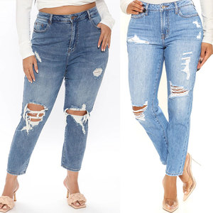 Vente en gros en usine Jeans tendance personnalisés pour femmes Jeans skinny à coupe droite déchirés pour femmes - Product Image 6