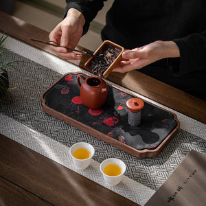 Walnut Wood Rectangular Dry Brewing Tray Handmade Durable Kung Fu <b>Tea</b> <b>Set</b> Home <b>Tea</b> Table Tray - Product Image 4