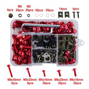 177 pièces ensemble en alliage d'aluminium M6 M5 Kit de boulons de carénage <span class=keywords><strong>vis</strong></span> de carrosserie écrou pour système de mesure métrique de moto - Product Image 4