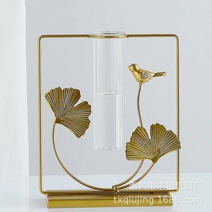 Taixing Qiujing Modern Geometric Desk Flower <b>Vase</b> With Glass Tube For Indoor Plants And Dried Flowers Decor - Product Image 4