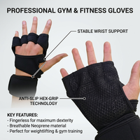 Gants d'entraînement personnalisés demi-doigts pour hommes et femmes, avec support de poignet, respirants, antidérapants, en polyester, rembourrés en nid d'abeille pour la musculation et le fitness