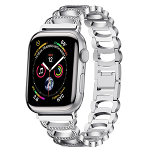 FORWELLENY Cinturino in Metallo a Forma di <span class=keywords><strong>D</strong></span> con Strass per Apple Watch Serie 11 10 9 SE Ultra, Bracciale Diamantato Traforato per Donne, Cinturino Luccicante - Product Image 3