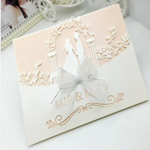 Biglietto d'auguri di carta goffrata elegante classico biglietto d'invito di nozze con stampa tipografica di lusso - Product Image 4