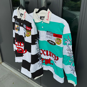 Chemises polo à manches longues de haute qualité, style streetwear décontracté, broderie personnalisée unisexe, <span class=keywords><strong>col</strong></span> carré, t-<span class=keywords><strong>shirt</strong></span> à manches longues <span class=keywords><strong>col</strong></span> <span class=keywords><strong>V</strong></span> style rugby - Product Image 2