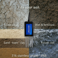 8-in-1 Bodemsensor voor fruitboomgaardbewaking, 4G draadloos, temperatuur, vochtigheid, pH en EC-meting, waterdichte behuizing