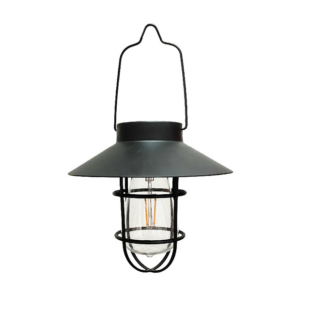 Solar Iron Hanging Light Tungsten Lamp Retro Portable Lantern Lawn Garden Light Outdoor for Garden Decoration
