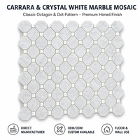 Carreaux carrés et mosaïque octogonale en marbre naturel poli de haute qualité pour les murs de salle de bain et les crédences de cuisine