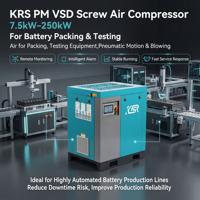 Compresor de Aire de Tornillo KRS PM VSD de 7.5kW-250kW para Empaque y Pruebas de Baterías, Baterías de Nueva Energía y Ahorro de Energía Solar, Bajo Nivel de Ruido
