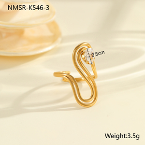 Set di Anelli in Acciaio Inossidabile Moderno e Minimalista Placcato Oro 18K Geometrico Cavo con Zircone Bianco Anello Aperto per Tutti i Giorni - Product Image 6