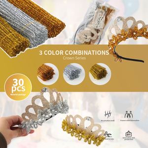 ชุดทำมงกุฎเด็กแบบ DIY ขนาด 12 นิ้ว ประดับกลิตเตอร์เมทัลลิก วัสดุโพลีเอสเตอร์ทันสมัย สำหรับงานวันเกิด ของขวัญวันหยุด และงานปาร์ตี้ - Product Image 3