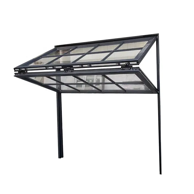 Diseño de parrilla de tendencia, ventanas plegables hacia arriba y abajo, pantalla plegable de aleación de aluminio de acero inoxidable personalizada, Vertical, 6063-T5, 2019