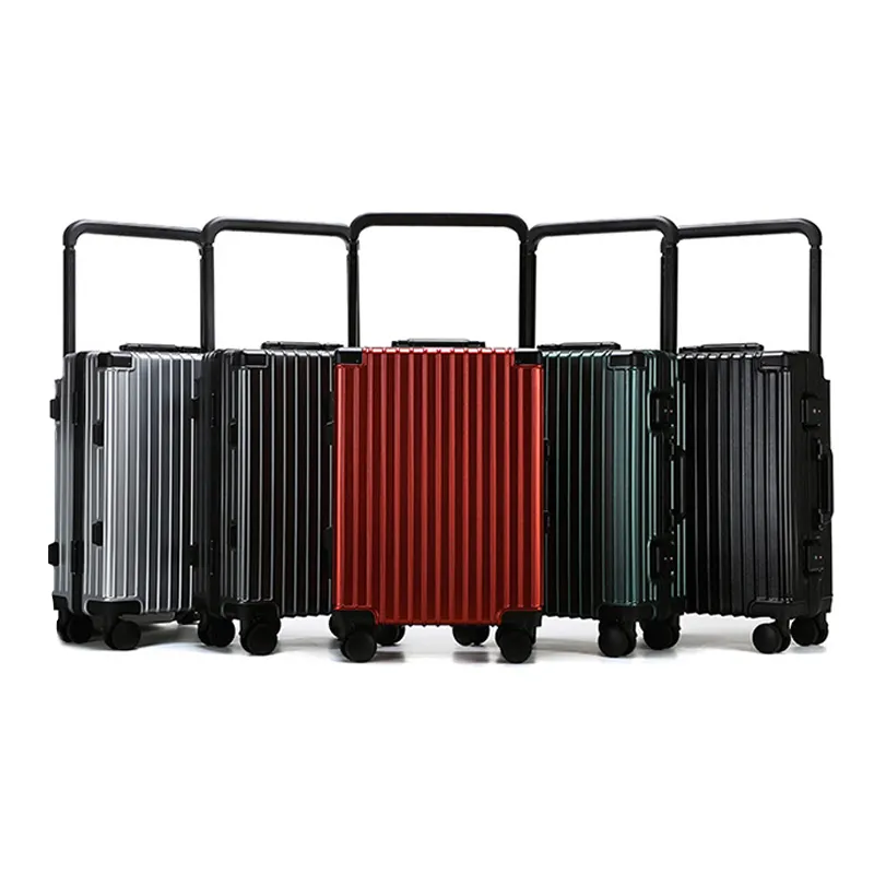 Moda tasarım PC alüminyum çerçeve bavul üretici taşınabilir geniş kravat çubuk emniyet özel bavul