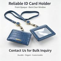 Porte-cartes horizontal en PU avec fenêtre d'identification en PVC, porte-badge uniforme pour le personnel aéroportuaire, idéal pour la personnalisation de marque d'entreprise, vente en gros de porte-cartes d'identité