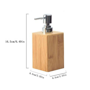 Bamboo Liquid Soap <b>Dispenser</b> 7x7x16.5cm Manual Pump Desktop Bathroom Shower Gel Container - Product Image 5