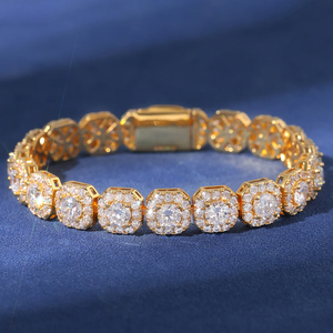 最新时尚嘻哈饰品几何氧化锆手链和冰镇直拉网球链镀金礼品 - Product Image 4