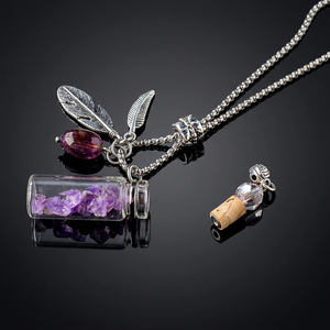 Collar con Colgante de Piedra de Aromaterapia Morada, con Cristales Naturales - Product Image 3