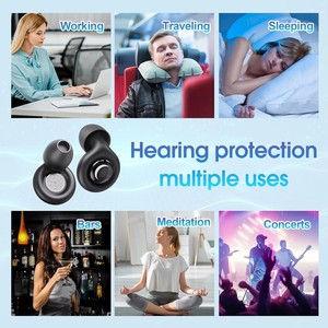 Bouchons d'oreilles en silicone réutilisables anti-bruit pour le sommeil, la protection auditive, les concerts et les voyages - Product Image 6