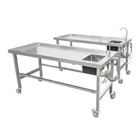Table de lavage et de dissection de cadavres en acier inoxydable, simple, pour embalsamer et nettoyer les corps funéraires, prix d'usine