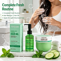 Masque capillaire volumisant et huile capillaire à la menthe et au concombre – Rafraîchissant, stimule le volume du cuir chevelu pour cheveux fins et lisses – Marque privée OEM ODM