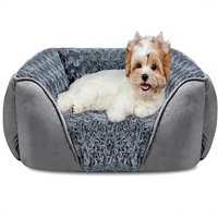 Lit pour animaux de compagnie classique carré solide, rembourré de mousse à mémoire de forme douce et chaude, imperméable et antidérapant, pour chien, en carton