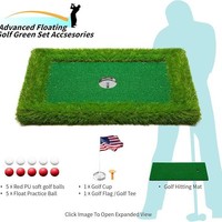 Ensemble de jeu d'eau de pratique de golf de pôle flottant vert de 60x90cm avec trou d'assemblage en plastique et en caoutchouc pour l'entraînement