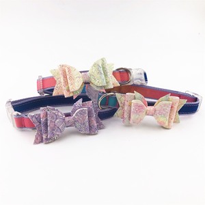 Correa de Collar para perro de diseño brillante, collares de lujo para mascotas, lazo hecho a mano, Collar para perro con correa y cinta - Product Image 3