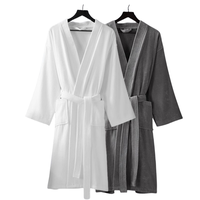 Blanc 100% coton 100% coton Robes légères Soft Loungewear long Peignoir