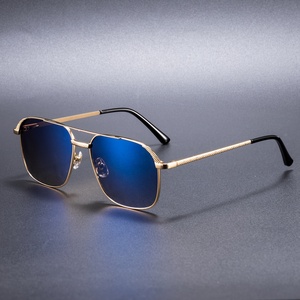 Lunettes de soleil unisexes HBK, lunettes de soleil rétro à double pont, lunettes vintage, verres réfléchissants, UV400, <span class=keywords><strong>marque</strong></span> de luxe, monture en métal personnalisée - Product Image 1