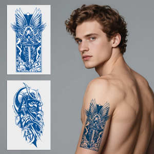 สติกเกอร์สักลายชั่วคราวสีน้ำเงินการ์เดเนีย เนื้อแมทท์ ปลอดภัยต่อผิว 100% กันน้ำ กันเหงื่อ ติดทนนาน 2 สัปดาห์ - Product Image 1