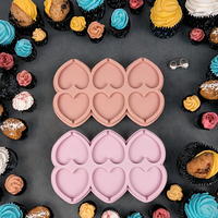 Moule en silicone alimentaire écologique pour gâteaux, 6 cavités en forme de cœur, pour sucettes et chocolats, emballage en sachet OPP