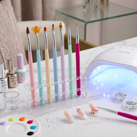 Ensemble de 7 pinceaux à manucure personnalisables avec manches en bois couleur macaron pour la beauté des ongles au quotidien et la pratique de la manucure