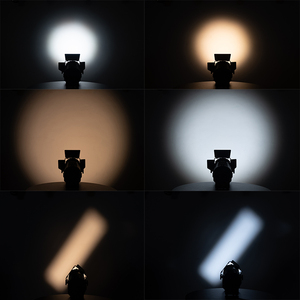 100W Blanc Chaud + 100W Blanc Froid LED 25 °-60 ° Zoom Manuel Fresnel Spotlight 4-Leaf Barn Door Stage Lighting for News Interviews - Product Image 5