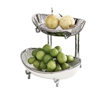 Plateau à fruits simple, plateau à fruits en céramique de luxe à plusieurs étages, plateau à bonbons plaqué argent, vente en gros
