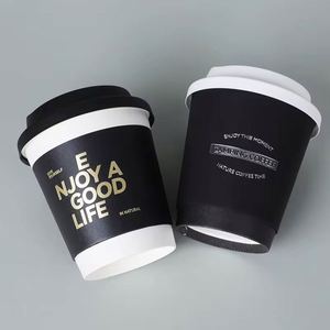 แก้วกาแฟแบบใช้แล้วทิ้งพิมพ์โลโก้ตามสั่ง ขนาด 8oz 12oz 16oz 22oz แบบสองชั้น ย่อยสลายได้ สีดำ พร้อมฝาปิด สำหรับไวน์และเครื่องดื่มเย็น - Product Image 2