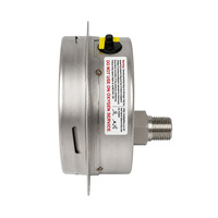 Manomètre à flange AKS 100 mm tout en acier inoxydable 0-40 bars 0-600 PSI 1/2 NPT à montage inférieur rempli de glycérine EN 837-1 Cl.1.0